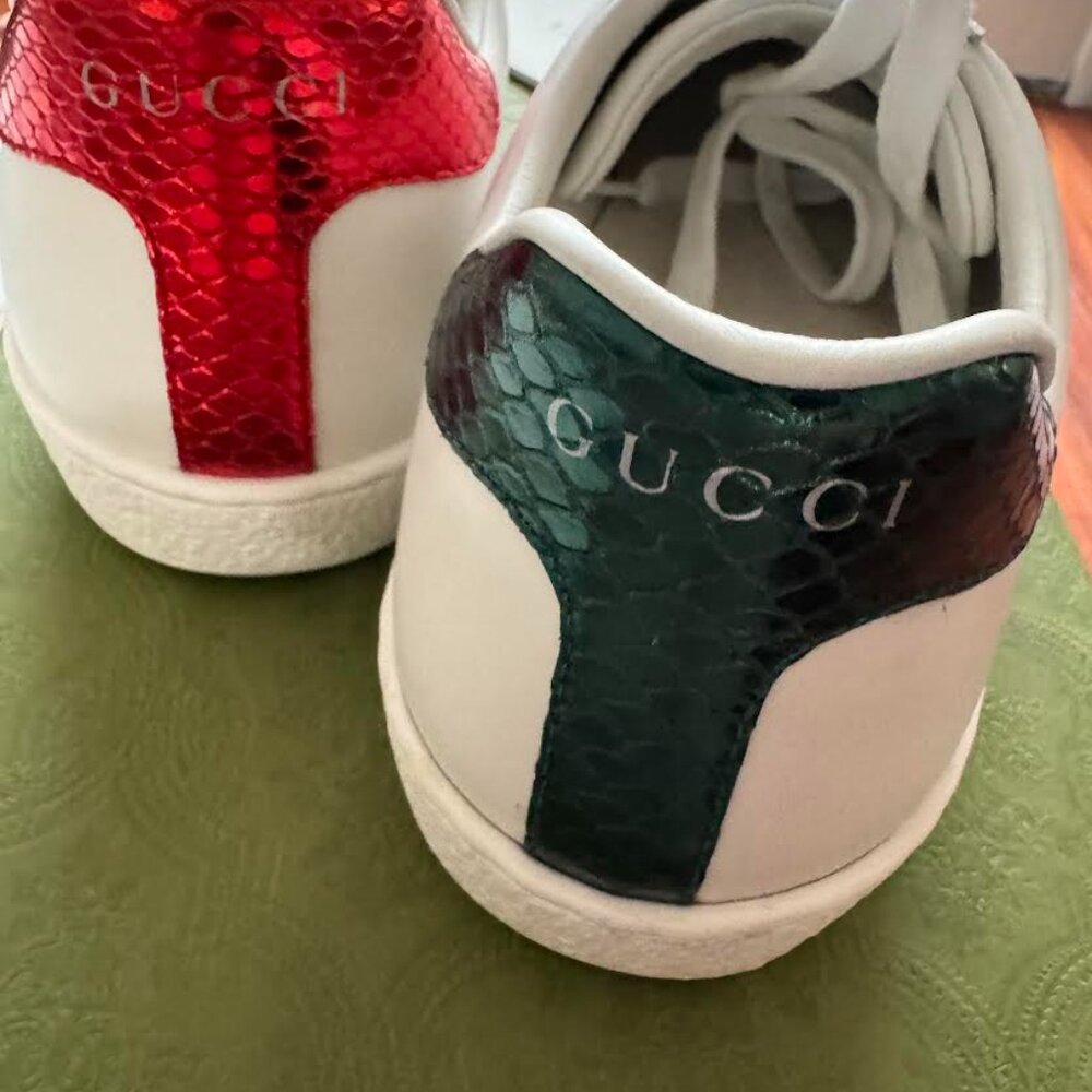 Gucci Men’s Ace Sneaker with Bee – White Leather | Size 9.5 - Picture 5 of 12